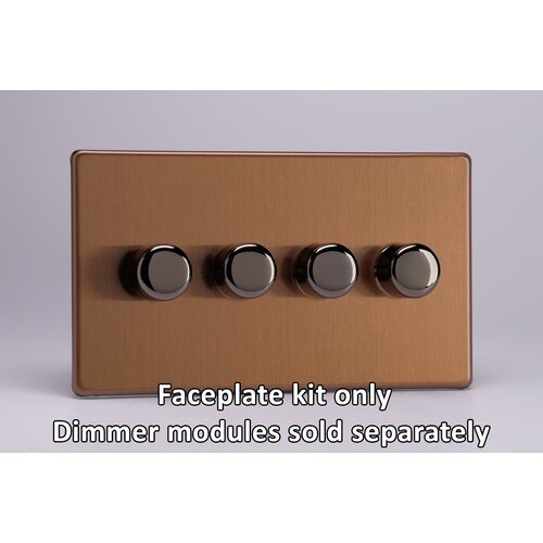 Varilight Urban Screwless 4-Gang Matrix Kit For Rotary Dimmers (Twin Plate) Matrix Brushed Bronze Iridium Knob Varilight Urban Screwless 4-Gang Matrix Kit For Rotary Dimmers (Twin Plate) Matrix Brushed Bronze Iridium Knob