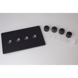 Varilight Urban Screwless 4-Gang Matrix Kit For Rotary Dimmers (Twin Plate)  Matrix Matt Black Matt Black Knob