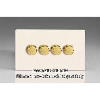 Varilight Screwless 4-Gang Matrix Kit For Rotary Dimmers (Twin Plate)  Matrix Primed Brass Knob