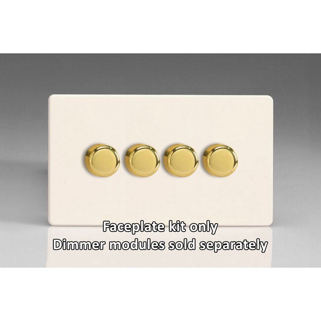 Varilight Screwless 4-Gang Matrix Kit For Rotary Dimmers (Twin Plate)  Matrix Primed Brass Knob