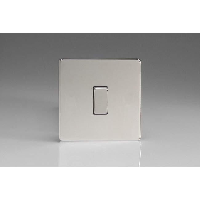 Varilight Screwless 1-Gang 10A 1-Way Push-to-Make Retractive Momentary Switch Decorative Polished Chrome Chrome Button
