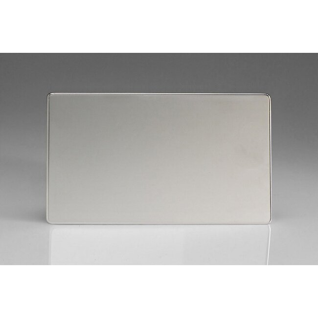 Varilight Screwless Double Blank Plate  Polished Chrome