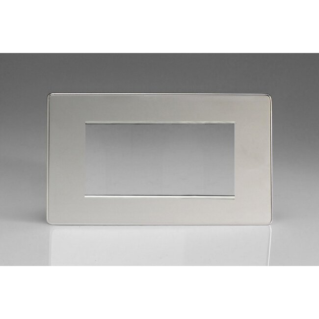 Varilight Screwless DataGrid Twin Plate (4 Grid Spaces)  Polished Chrome