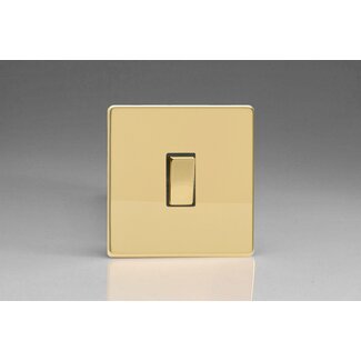 Varilight Screwless 1-Gang 20A Double Pole Rocker Switch Decorative Polished Brass Brass Rocker