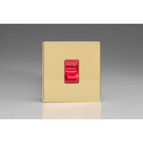 Varilight Screwless 45A Cooker Switch (Single Plate, Red Rocker) Red Polished Brass Red Insert Varilight Screwless 45A Cooker Switch (Single Plate, Red Rocker) Red Polished Brass Red Insert