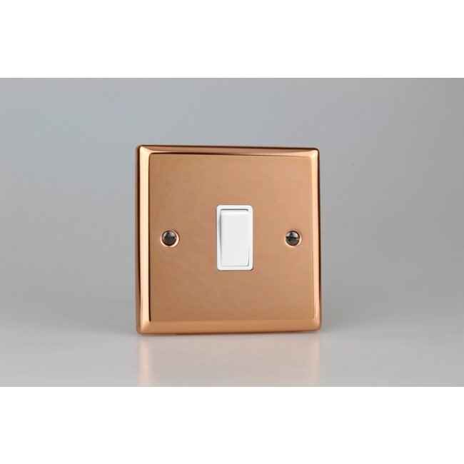 Varilight Urban 1-Gang 10A Intermediate Rocker Switch White Polished Copper White Rocker