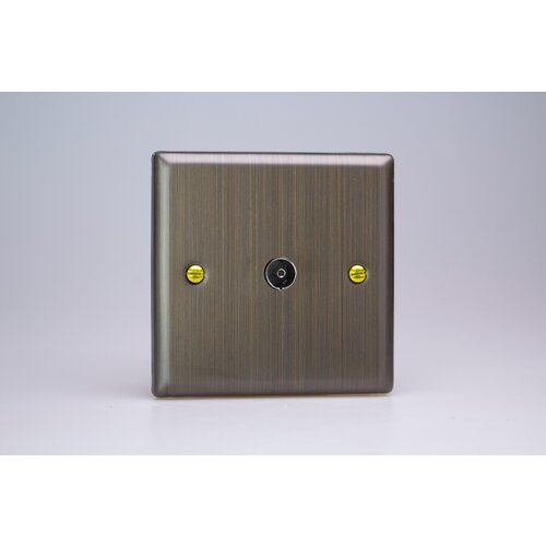 Varilight Urban 1-Gang TV Socket, Co-Axial Antique Brass Varilight Urban 1-Gang TV Socket, Co-Axial Antique Brass