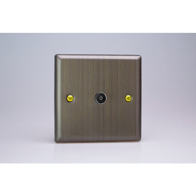 Varilight Urban 1-Gang TV Socket, Co-Axial  Antique Brass