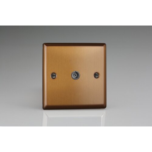 Varilight Urban 1-Gang TV Socket, Co-Axial Brushed Bronze Plain Insert Varilight Urban 1-Gang TV Socket, Co-Axial Brushed Bronze Plain Insert