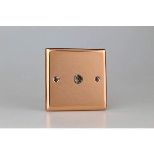 Varilight Urban 1-Gang TV Socket, Co-Axial Polished Copper Plain Insert Varilight Urban 1-Gang TV Socket, Co-Axial Polished Copper Plain Insert