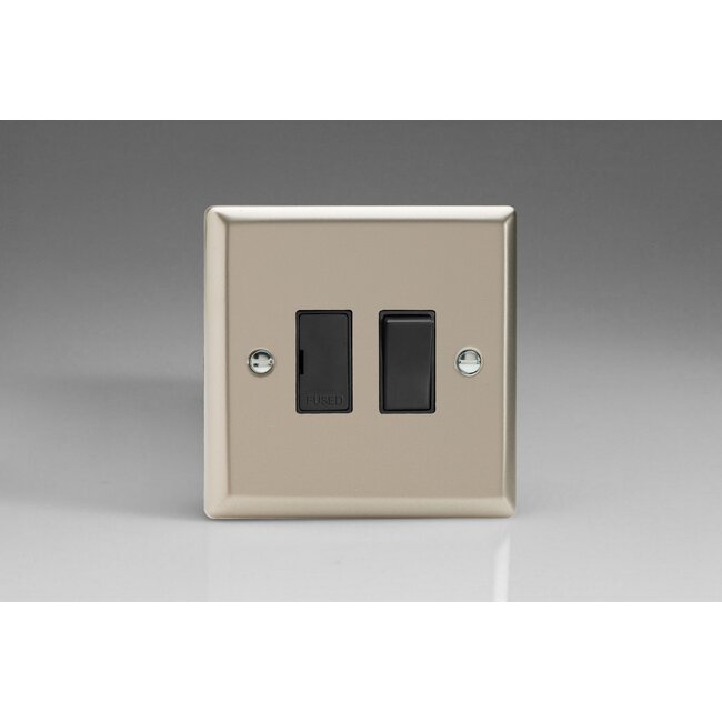 Varilight Classic 13A Switched Fused Spur  Black Satin Black Inserts