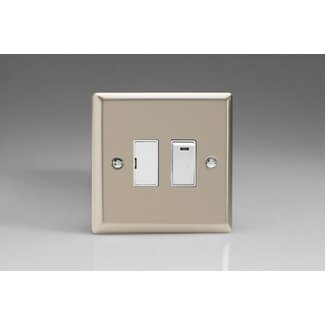 Varilight Classic 13A Switched Fused Spur + Neon  White Satin White Inserts