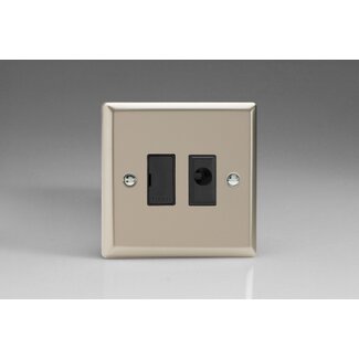 Varilight Classic 13A Unswitched Fused Spur + Flex Outlet Black Satin Black Inserts