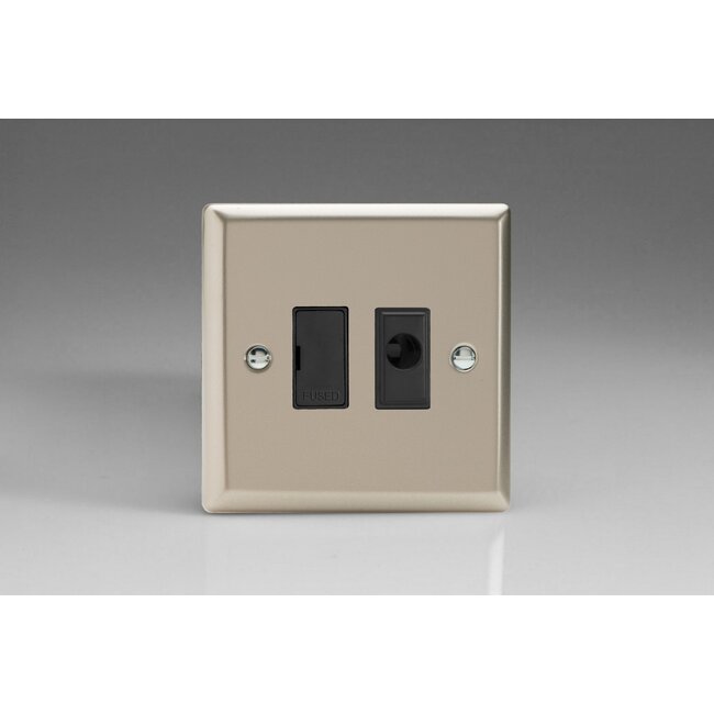 Varilight Classic 13A Unswitched Fused Spur + Flex Outlet Black Satin Black Inserts