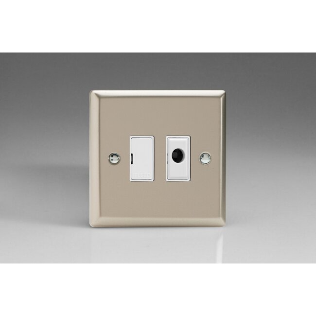 Varilight Classic 13A Unswitched Fused Spur + Flex Outlet White Satin White Inserts