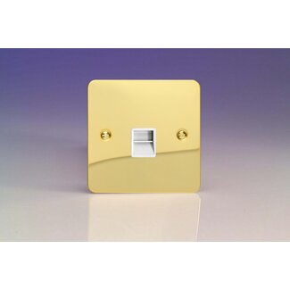 Varilight Ultraflat 1-Gang Telephone Secondary (Extension) Socket White Polished Brass White Insert