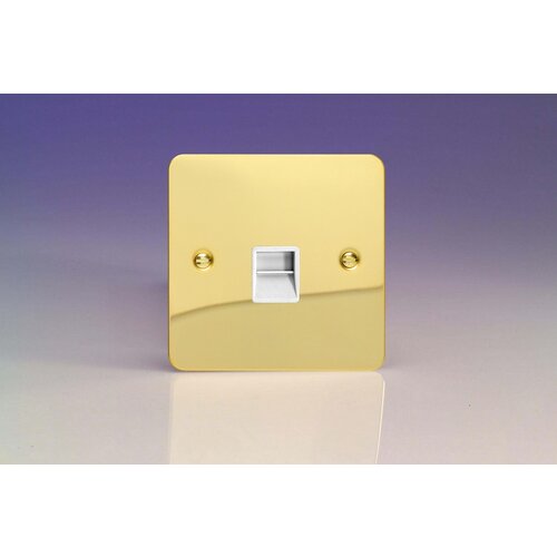 Varilight Ultraflat 1-Gang Telephone Secondary (Extension) Socket White Polished Brass White Insert Varilight Ultraflat 1-Gang Telephone Secondary (Extension) Socket White Polished Brass White Insert