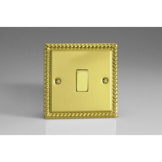 Varilight Classic 1-Gang 10A 1- or 2-Way Rocker Switch with Metal Rockers Decorative Georgian Brass Brass Rocker
