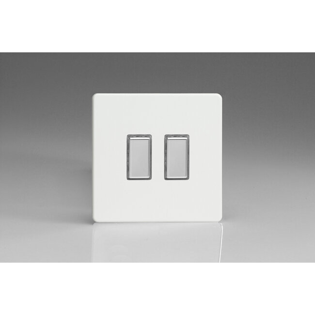 Varilight Screwless 2-Gang Tactile Touch Control Dimming Supplementary Controller for use with Multi-Point (formerly Eclique2) Master on 2-Way Circuits V-Pro Multi-Point (formerly Eclique2) Premium White Chrome Buttons