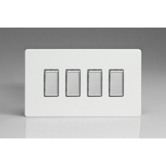 Varilight Screwless 4-Gang Tactile Touch Control Dimming Supplementary Controller for use with Multi-Point (formerly Eclique2) Master on 2-Way Circuits (Twin Plate) V-Pro Multi-Point (formerly Eclique2) Premium White Chrome Buttons