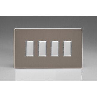 Varilight Screwless 4-Gang Tactile Touch Control Dimming Supplementary Controller for use with Multi-Point (formerly Eclique2) Master on 2-Way Circuits (Twin Plate) V-Pro Multi-Point (formerly Eclique2) Pewter Chrome Buttons