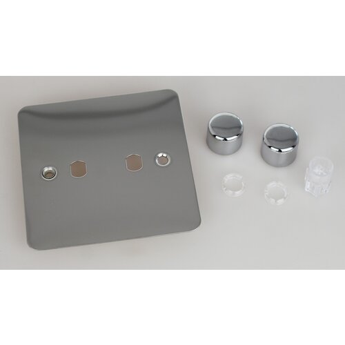 Varilight Ultraflat 2-Gang Matrix Kit For Rotary Dimmers Matrix Polished Chrome Chrome Knob Varilight Ultraflat 2-Gang Matrix Kit For Rotary Dimmers Matrix Polished Chrome Chrome Knob