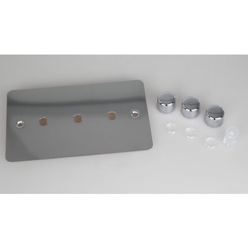 Varilight Ultraflat 3-Gang Matrix Kit For Rotary Dimmers (Twin Plate) Matrix Polished Chrome Chrome Knob Varilight Ultraflat 3-Gang Matrix Kit For Rotary Dimmers (Twin Plate) Matrix Polished Chrome Chrome Knob