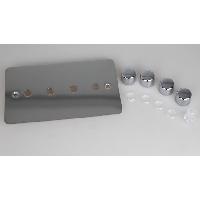 Varilight Ultraflat 4-Gang Matrix Kit For Rotary Dimmers (Twin Plate)  Matrix Polished Chrome Chrome Knob