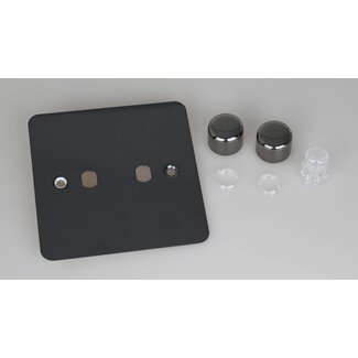 Varilight Ultraflat 2-Gang Matrix Kit For Rotary Dimmers  Matrix Iridium Iridium Knob