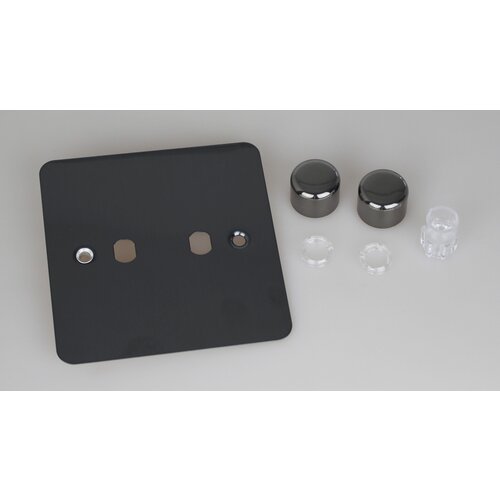 Varilight Ultraflat 2-Gang Matrix Kit For Rotary Dimmers Matrix Iridium Iridium Knob Varilight Ultraflat 2-Gang Matrix Kit For Rotary Dimmers Matrix Iridium Iridium Knob