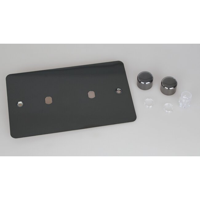 Varilight Ultraflat 2-Gang Matrix Kit For Rotary Dimmers (Twin Plate)  Matrix Iridium Iridium Knob