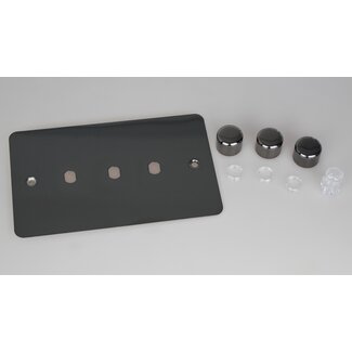 Varilight Ultraflat 3-Gang Matrix Kit For Rotary Dimmers (Twin Plate)  Matrix Iridium Iridium Knob