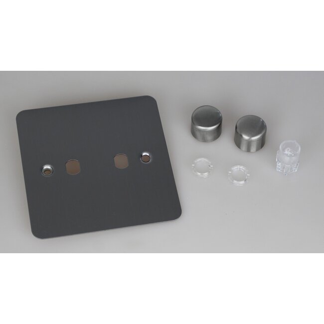 Varilight Ultraflat 2-Gang Matrix Kit For Rotary Dimmers  Matrix Brushed Steel Steel Knob