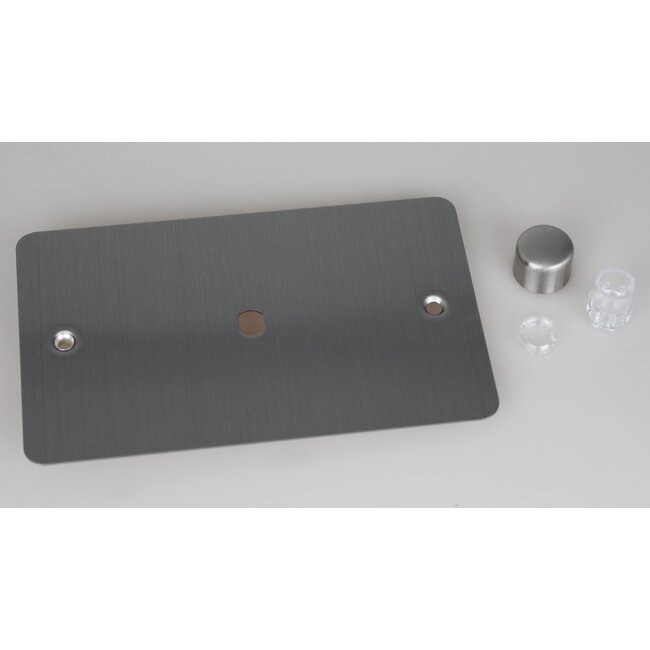 Varilight Ultraflat 1-Gang Matrix Kit For Rotary Dimmers (Twin Plate)  Matrix Brushed Steel Steel Knob