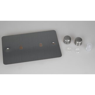 Varilight Ultraflat 2-Gang Matrix Kit For Rotary Dimmers (Twin Plate)  Matrix Brushed Steel Steel Knob