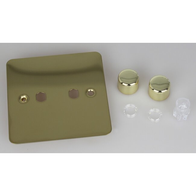 Varilight Ultraflat 2-Gang Matrix Kit For Rotary Dimmers  Matrix Polished Brass Brass Knob