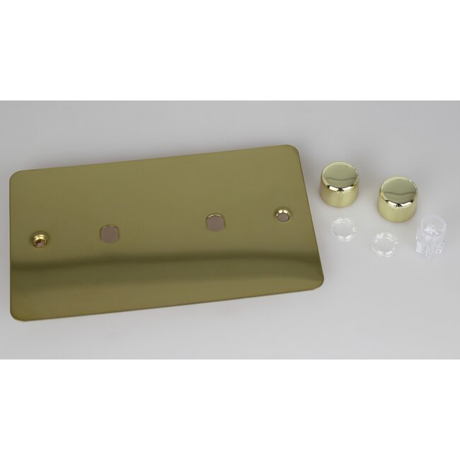 Varilight Ultraflat 2-Gang Matrix Kit For Rotary Dimmers (Twin Plate)  Matrix Polished Brass Brass Knob