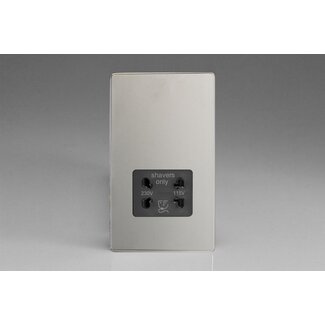 Varilight Screwless Dual Voltage Shaver Socket 230V/115V Black Polished Chrome Black Insert