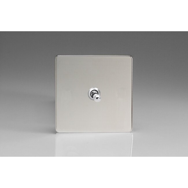 Varilight Screwless 1-Gang 10A 1- or 2-Way Toggle Switch Decorative Polished Chrome Chrome Toggle