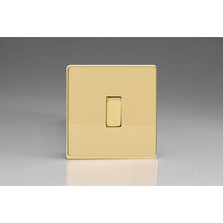 Varilight Screwless 1-Gang 10A 1-Way Push-to-Make Retractive Momentary Switch Decorative Polished Brass Brass Button