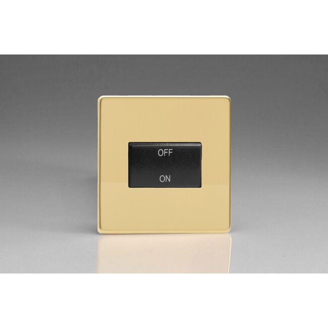 Varilight Screwless 10A Fan Isolating Switch (3 Pole) Black Polished Brass Black Insert
