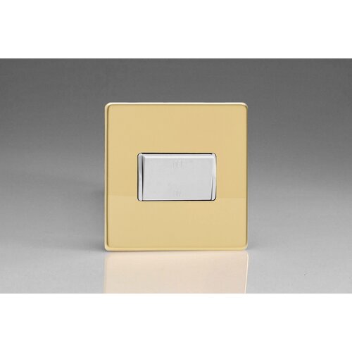 Varilight Screwless 10A Fan Isolating Switch (3 Pole) White Polished Brass White Insert Varilight Screwless 10A Fan Isolating Switch (3 Pole) White Polished Brass White Insert