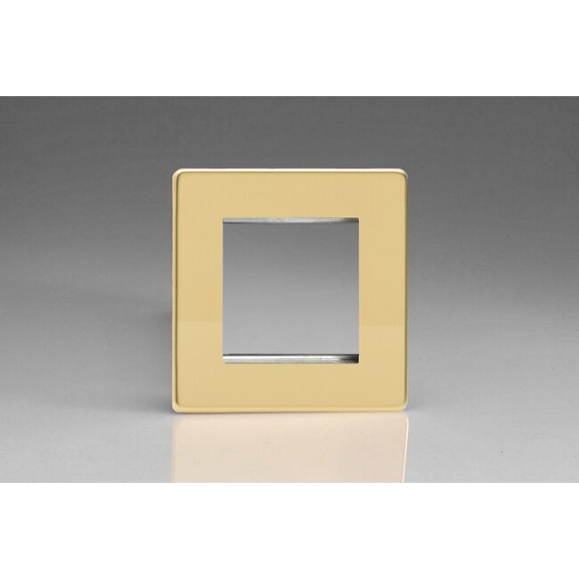 Varilight Screwless DataGrid Plate (2 Grid Spaces)  Polished Brass