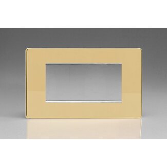 Varilight Screwless DataGrid Twin Plate (4 Grid Spaces)  Polished Brass