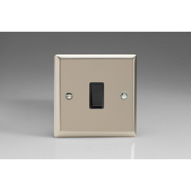 Varilight Classic 1-Gang 10A Retractive Switch Black Satin Black Rocker