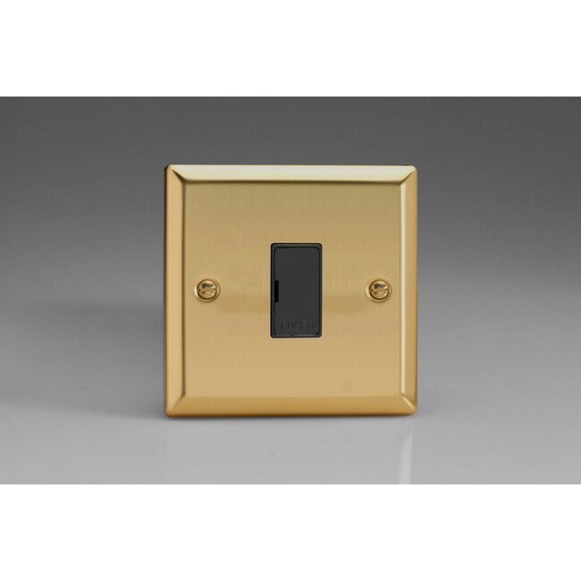 Varilight Classic 13A Unswitched Fused Spur Black Victorian Brass Black Inserts