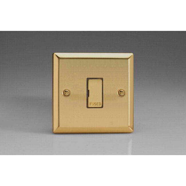 Varilight Classic 13A Unswitched Fused Spur with Metal Inserts Decorative Victorian Brass Brass Inserts