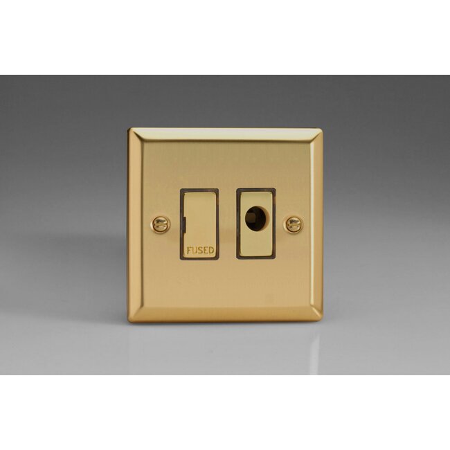 Varilight Classic 13A Unswitched Fused Spur + Flex Outlet with Metal Inserts Decorative Victorian Brass Brass Inserts
