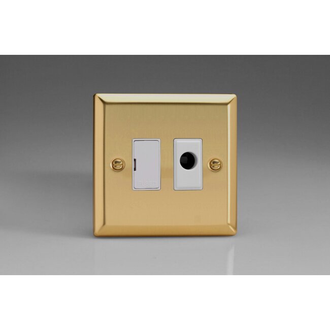 Varilight Classic 13A Unswitched Fused Spur + Flex Outlet White Victorian Brass White Inserts