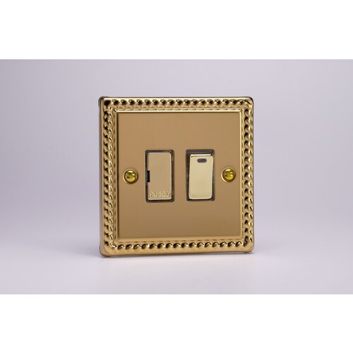 Varilight Classic 13A Switched Fused Spur + Neon with Metal Inserts Decorative Georgian Brass Brass Inserts Varilight Classic 13A Switched Fused Spur + Neon with Metal Inserts Decorative Georgian Brass Brass Inserts